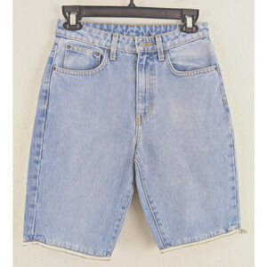 Carmar sz 26 Bermuda style denim Jean Shorts zippers at legs high rise 0971